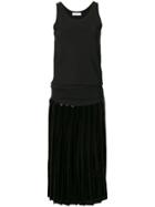 Toga Pleated Slip Dress - Black