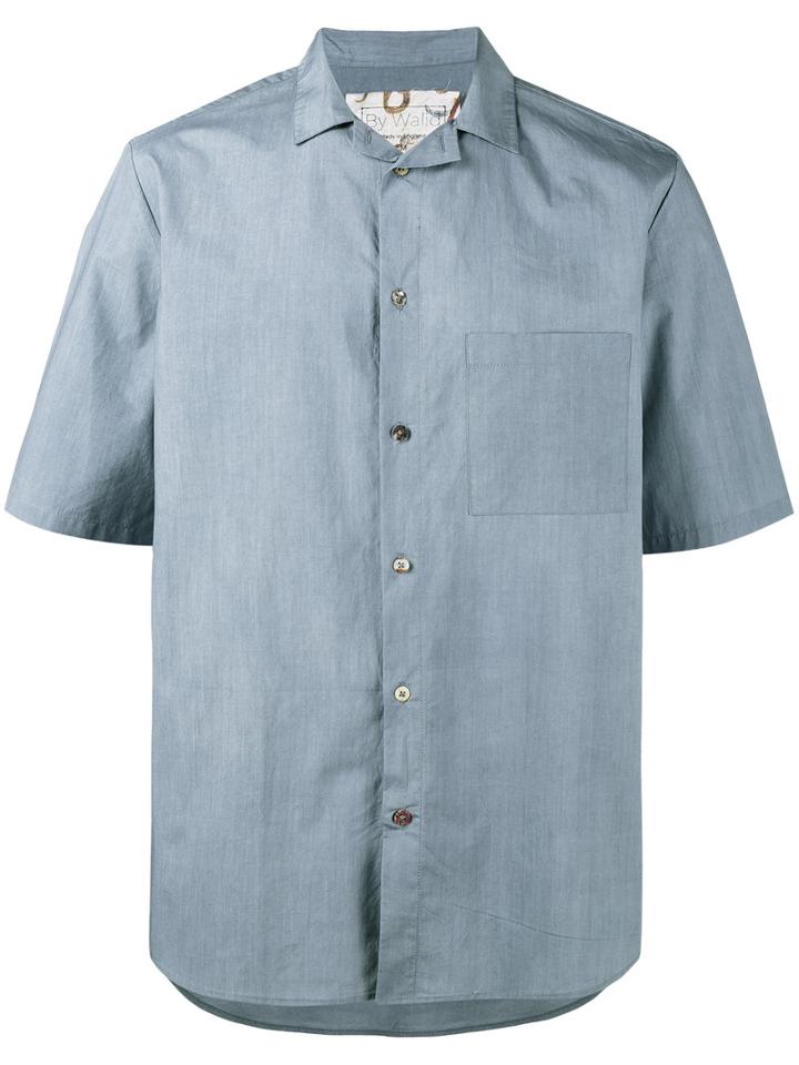 By Walid John Bowling Shirt, Men's, Size: Large, Blue, Cotton