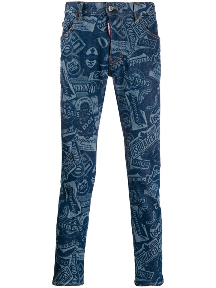 Dsquared2 Stamped Logo Slim-fit Jeans - Blue