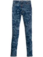 Dsquared2 Stamped Logo Slim-fit Jeans - Blue