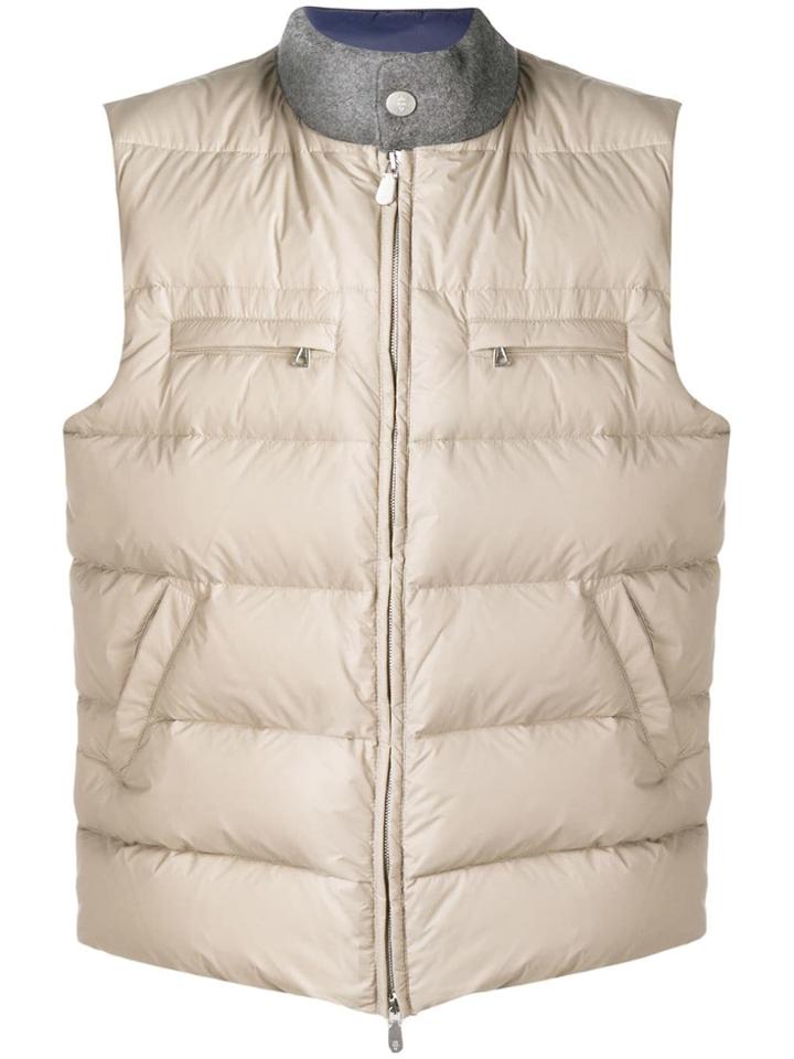 Eleventy Padded Zipped Vest - Nude & Neutrals