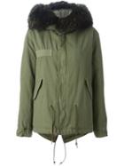 Mr & Mrs Italy Racoon Fur Trim Parka, Women's, Size: Xs, Green, Cotton/polyester/acetate/racoon Fur