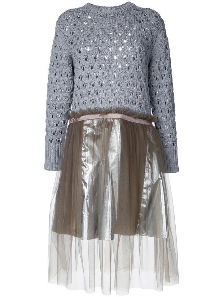 Kolor Knitted Flared Dress, Women's, Size: 2, Grey, Nylon