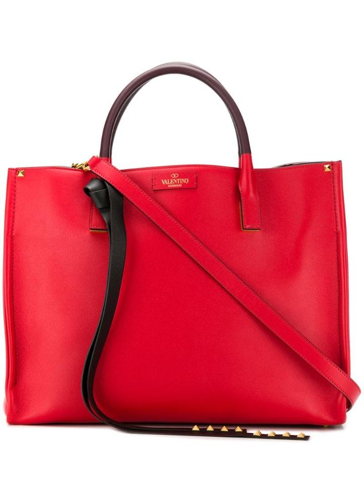 Valentino Valentino Garavani Vltn Logo Plaque Tote - Red