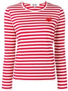 Comme Des Garçons Play Heart Logo Striped T-shirt - Red