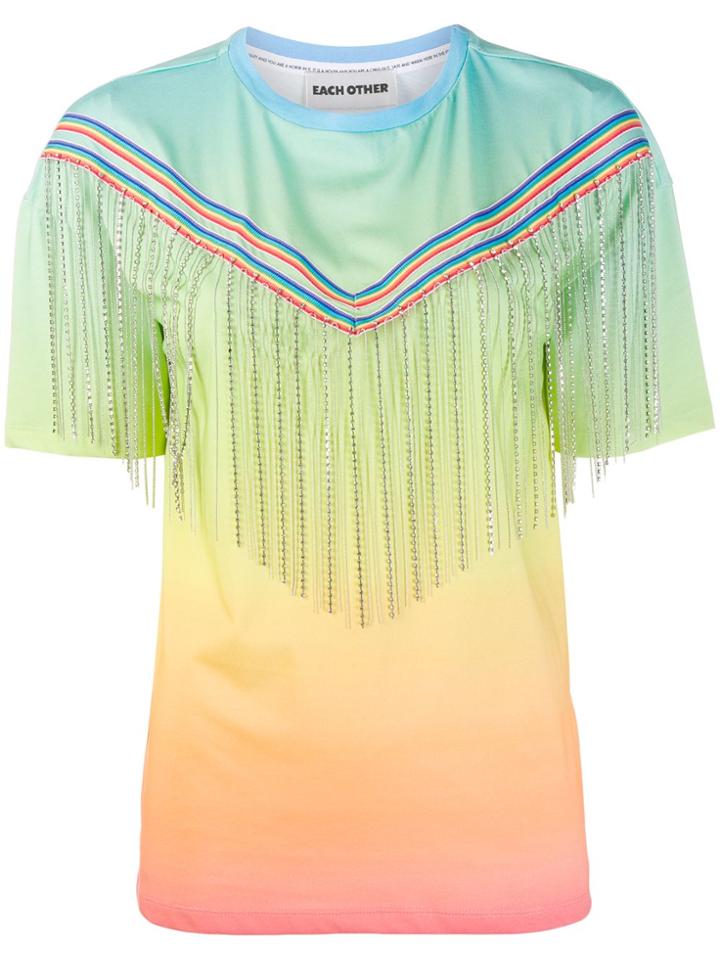 Each X Other Rhinestone Fringe Degradé T-shirt - Green