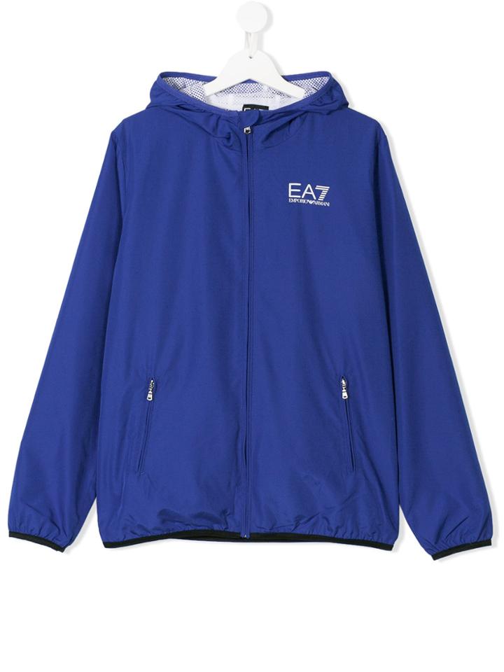 Ea7 Kids Teen Lightweight Hooded Jacket - Blue