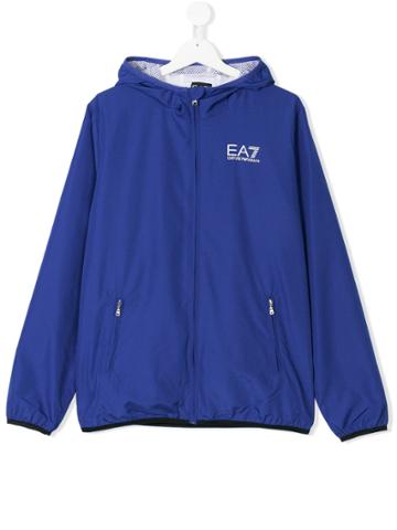 Ea7 Kids Teen Lightweight Hooded Jacket - Blue