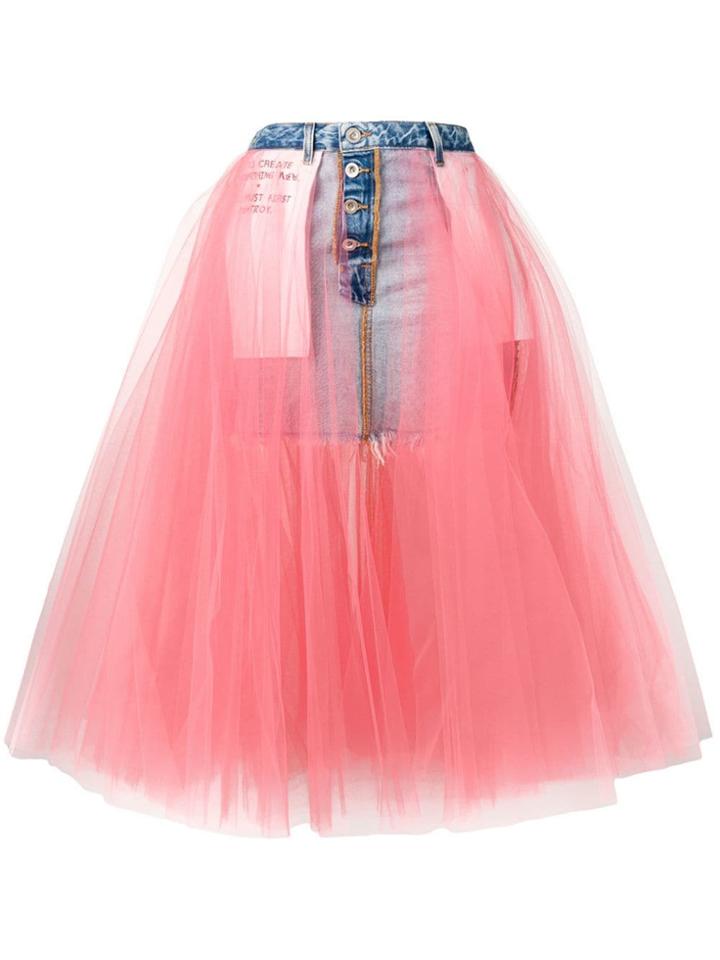 Unravel Project Layered Midi Skirt - Pink