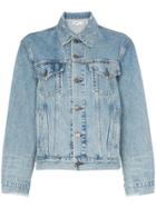 Re/done Perfect Boxy Fit Distressed Detail Denim Jacket - Blue