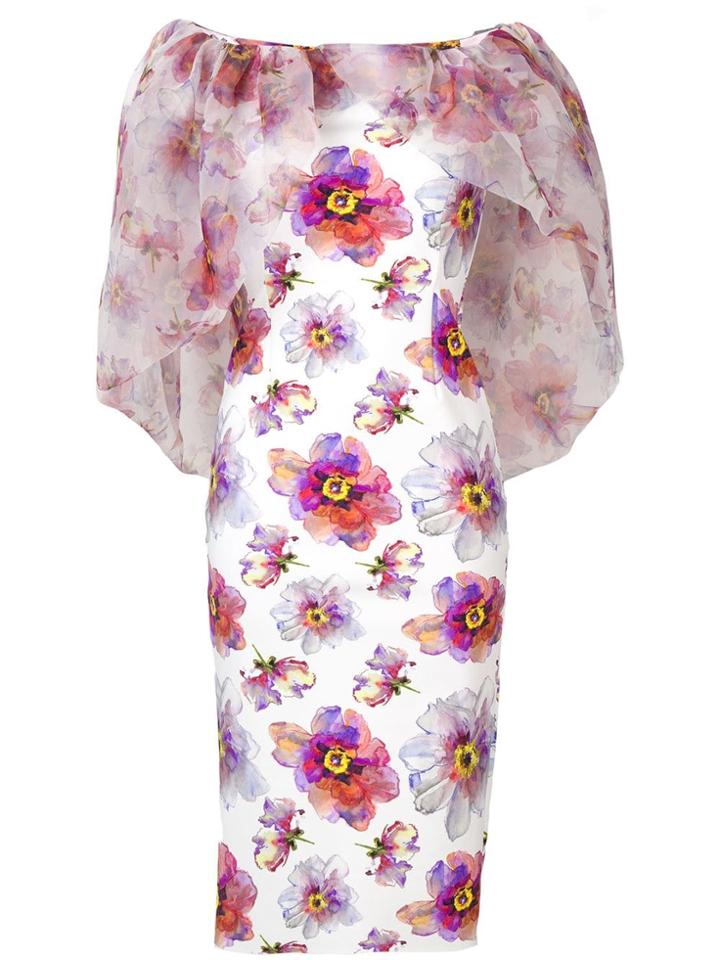Le Petite Robe Di Chiara Boni Floral Cape Layer Dress - White