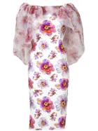 Le Petite Robe Di Chiara Boni Floral Cape Layer Dress - White