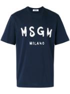 Msgm Logo-print T-shirt, Men's, Size: Xl, Blue, Cotton