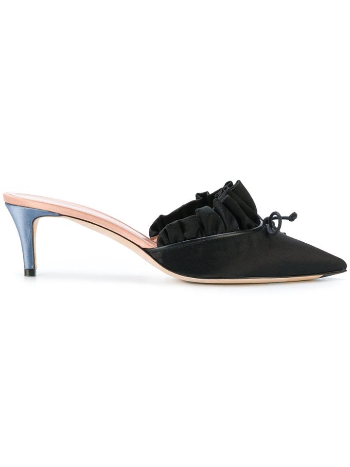 Marco De Vincenzo Pleated Pointed Toe Mules - Black
