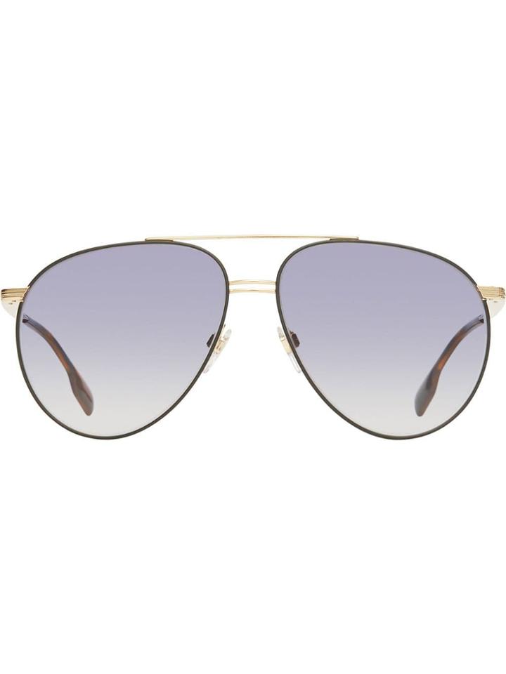 Burberry Top Bar Detail Pilot Sunglasses - Gold