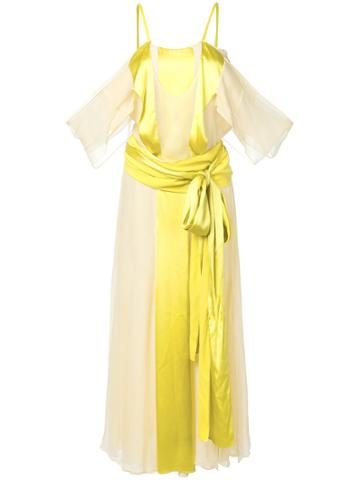 Yves Saint Laurent Vintage Draped Off-the-shoulder Dress - Yellow &