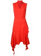 Goen.j Choker Neck Frilly Dress, Women's, Size: Small, Yellow/orange, Polyester/bemberg