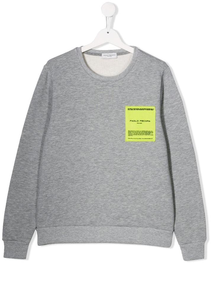 Paolo Pecora Kids Teen Snowboarder Patch Sweatshirt - Grey