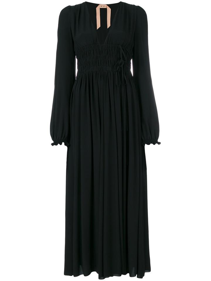 No21 - Draped Shift Dress - Women - Silk/acetate - 44, Black, Silk/acetate