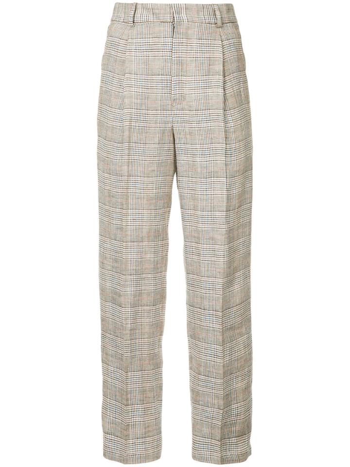 Aula Checked Trousers - Brown