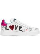 Dolce & Gabbana Love Graffiti Logo Sneakers - White