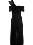 Self-portrait Ruffle Detail Jumpsuit - Black