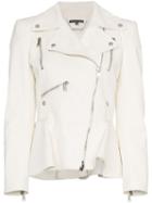 Alexander Mcqueen Peplum Leather Biker Jacket - White