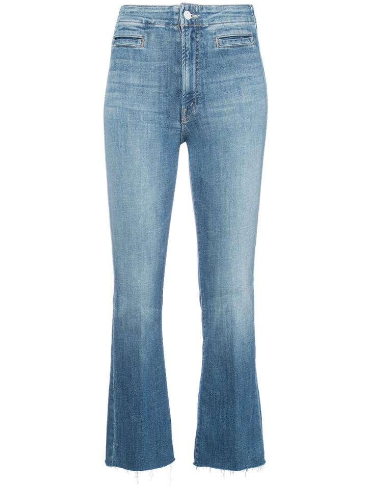 Mother Back Tie Flared Jeans - Blue