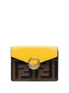 Fendi Ff-embossed Trifold Wallet - Yellow