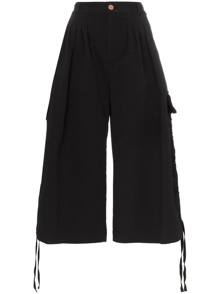 See By Chloé Black Wide Leg Cotton Cargo Trousers