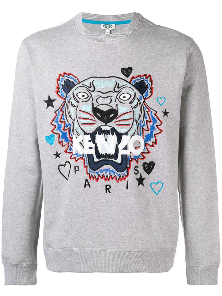 Kenzo Tiger Print Sweatshirt, Men's, Size: Small, Grey, Cotton
