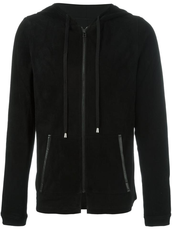 Unconditional Zipped Hooded Jacket, Men's, Size: Large, Black, Leather