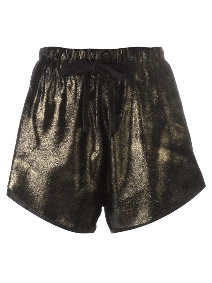 10sei0otto Metallic (grey) Gold-tone Shorts, Women's, Size: 42, Cotton/spandex/elastane/calf Hair