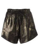 10sei0otto Metallic (grey) Gold-tone Shorts, Women's, Size: 42, Cotton/spandex/elastane/calf Hair