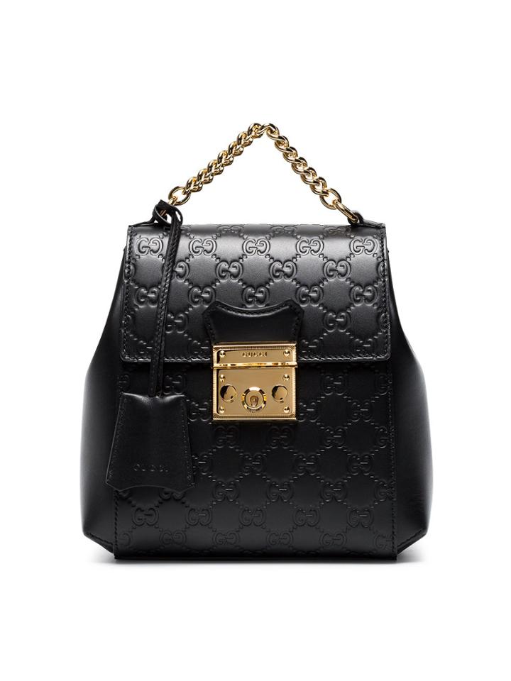 Gucci Black Gg Padlock Leather Backpack