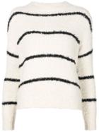 Brunello Cucinelli Striped Sweater, Women's, Size: S, White, Cotton/polyamide