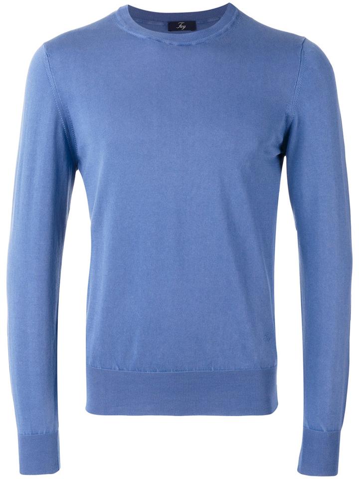 Fay Crew Neck Jumper, Men's, Size: 54, Blue, Cotton