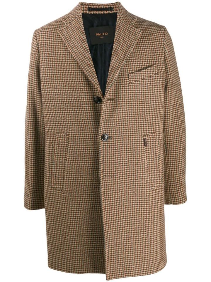 Paltò Textured Check Print Coat - Neutrals