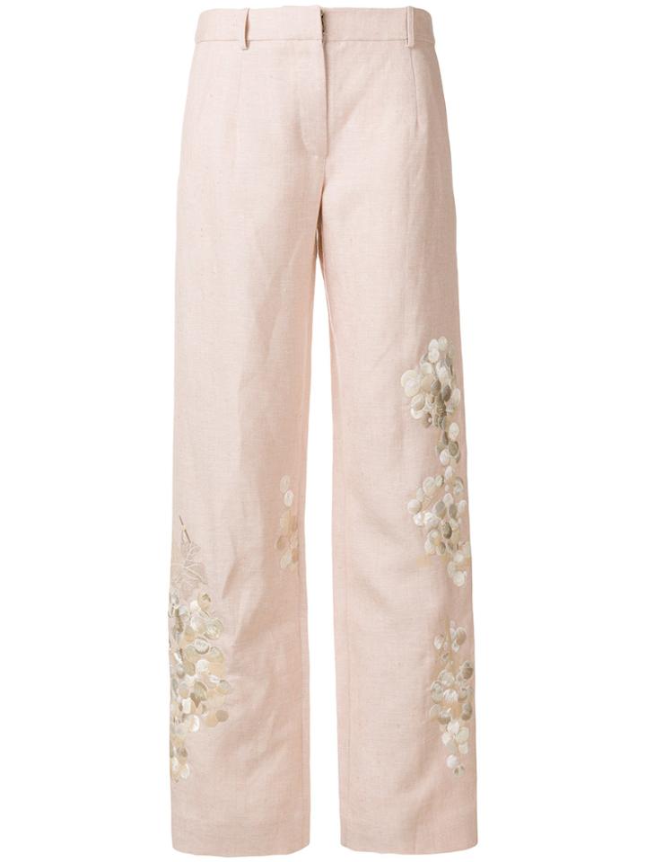 Alice Archer Embroidered Tailored Trousers - Pink & Purple