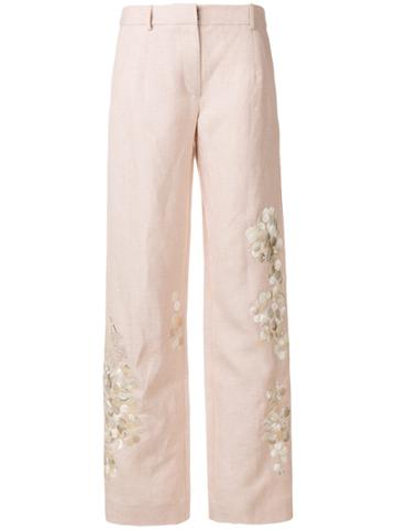 Alice Archer Embroidered Tailored Trousers - Pink & Purple
