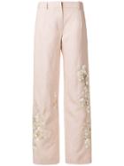 Alice Archer Embroidered Tailored Trousers - Pink & Purple