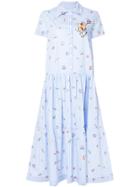 Mira Mikati Tiered Striped Shirt Dress - Blue