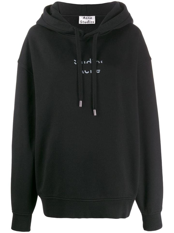 Acne Studios Cut Out Logo Hooded Sweater - Black