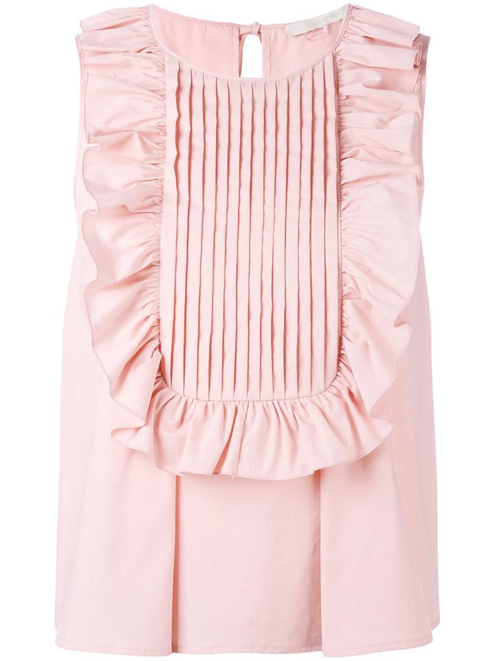 L'autre Chose - Ruffled Trim Top - Women - Cotton/spandex/elastane/polyimide - 44, Pink/purple, Cotton/spandex/elastane/polyimide