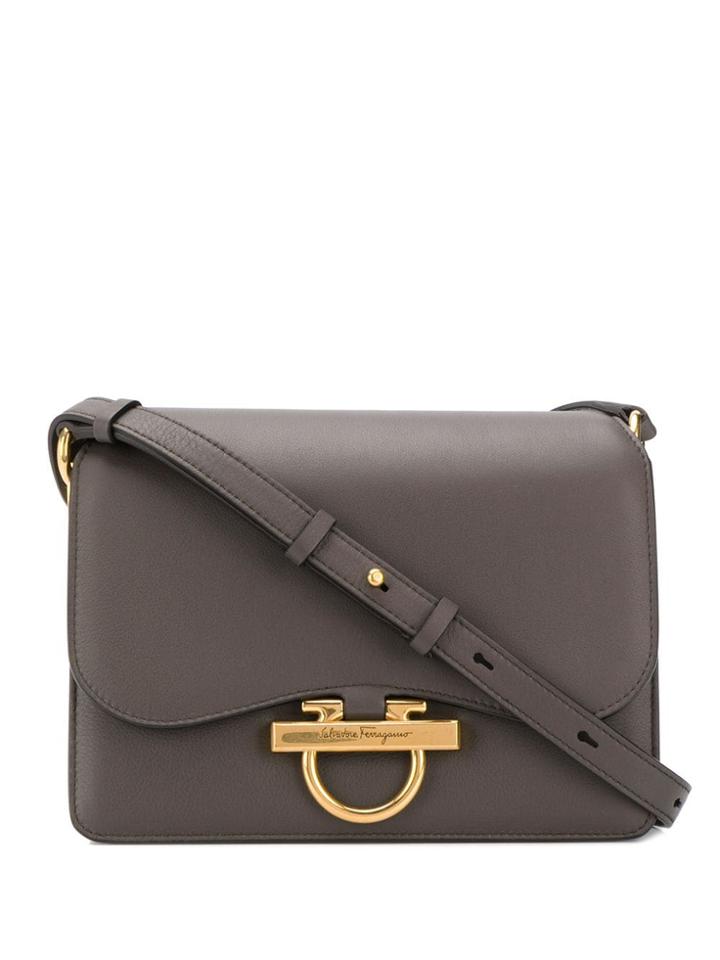 Salvatore Ferragamo Gancini Clasp Shoulder Bag - Grey