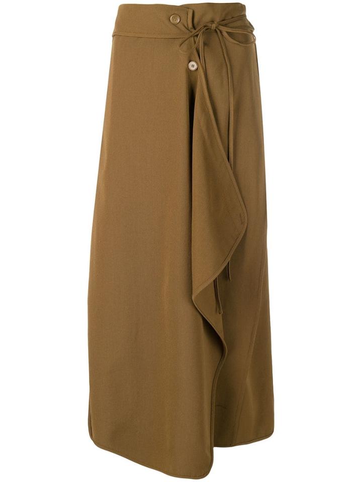 Lemaire Asymmetric Wrap Skirt - Brown