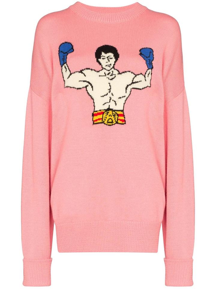 Ader Error Oversized Knitted Boxer Jumper - Pink