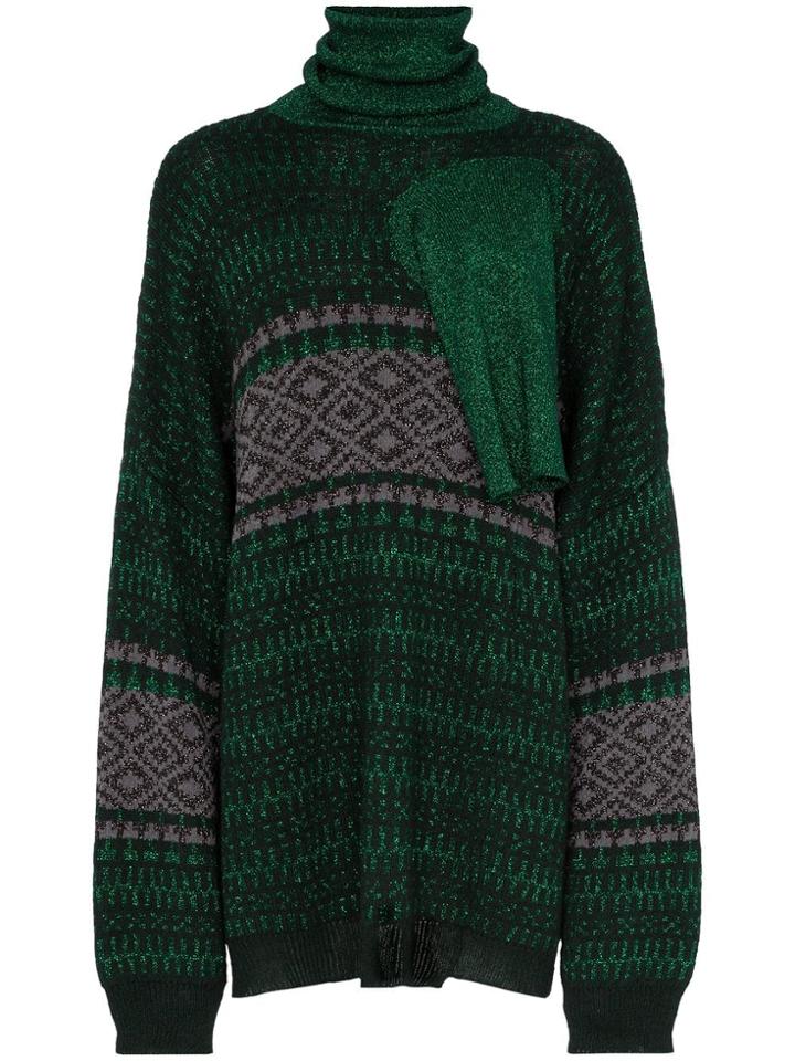 Raf Simons Triple Roll-neck Cutout Jumper - Green