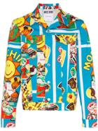 Moschino Graphic Print Boxy Fit Denim Jacket - Multicolour