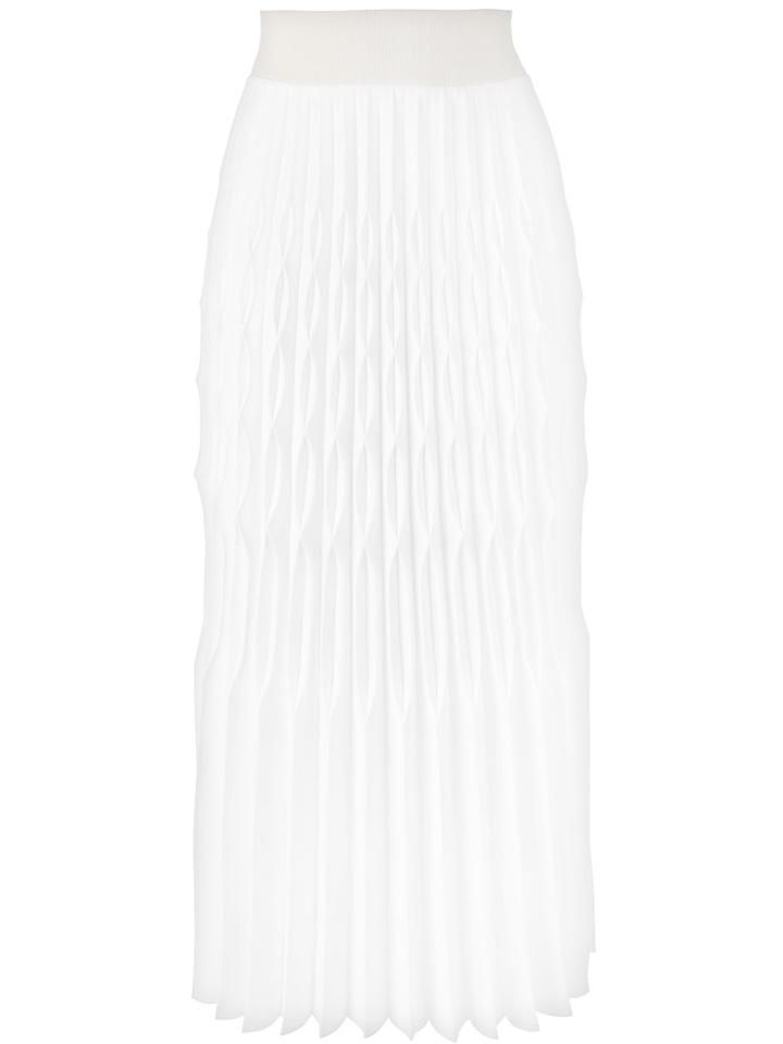 Barbara Casasola - Pleated Soleil Skirt - Women - Polyester - 38, Women's, White, Polyester